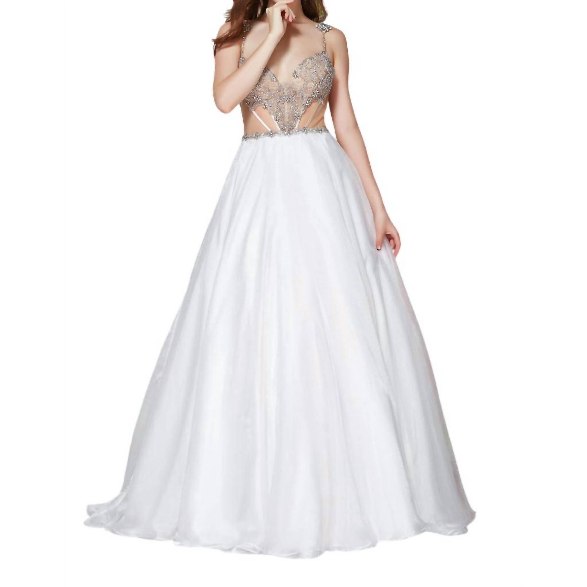 New Angela & Alison Corset Prom Dress In Ivory